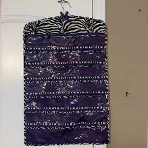 Dual Sided Hanging Pocket Organizer - Purple w/Zebra Striped Lining